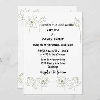 lotus floral Wedding Invitation