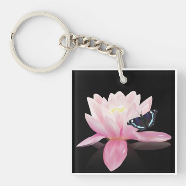 Lotus Flower and Butterfly Key Chain (Front)