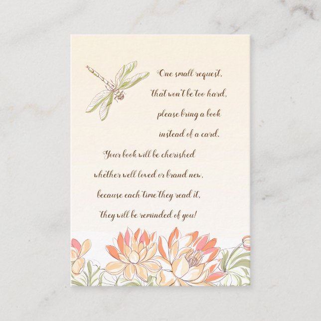 Lotus Flower and Dragon Fly Book Request Card (Front)