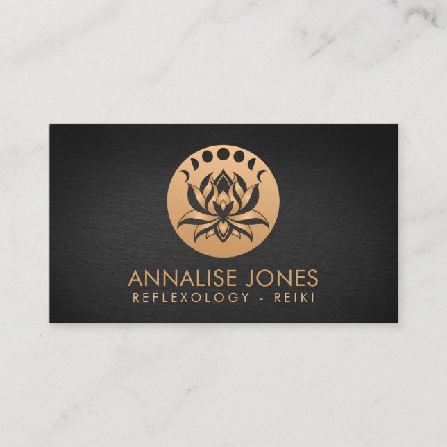 Lotus flower and phases of the moon  business card (Front)