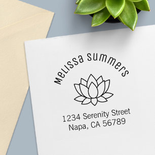 Lotus Flower Arched Address Self-inking Stamp