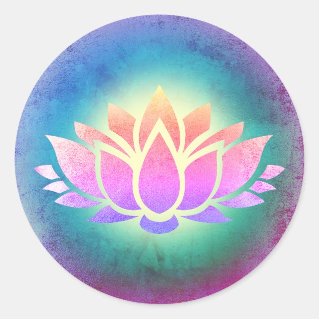 lotus flower art classic round sticker (Front)