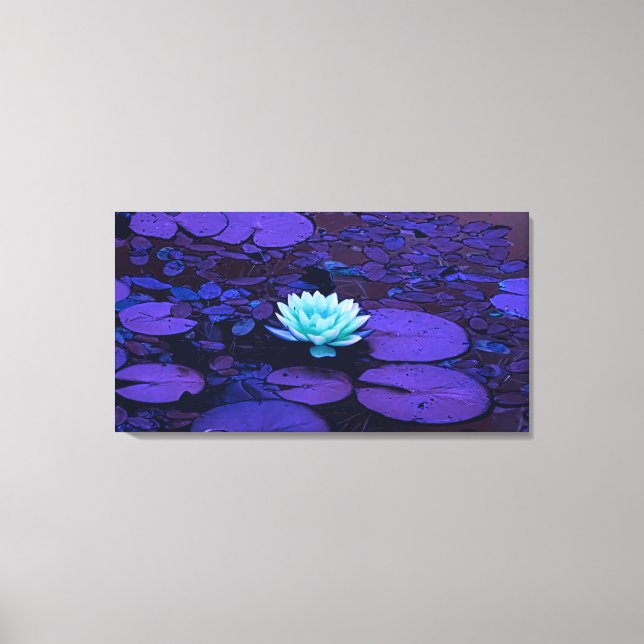 Lotus Flower Art Magical Colours Turquoise Purple Canvas Print (Front)