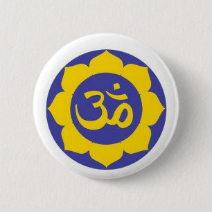 lotus flower - aum meditation 6 cm round badge