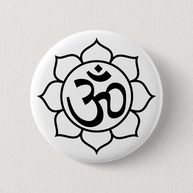 Lotus Flower Aum Symbol 6 Cm Round Badge (Front)