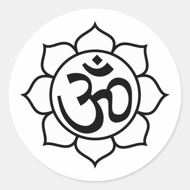 Lotus Flower Aum Symbol Classic Round Sticker (Front)