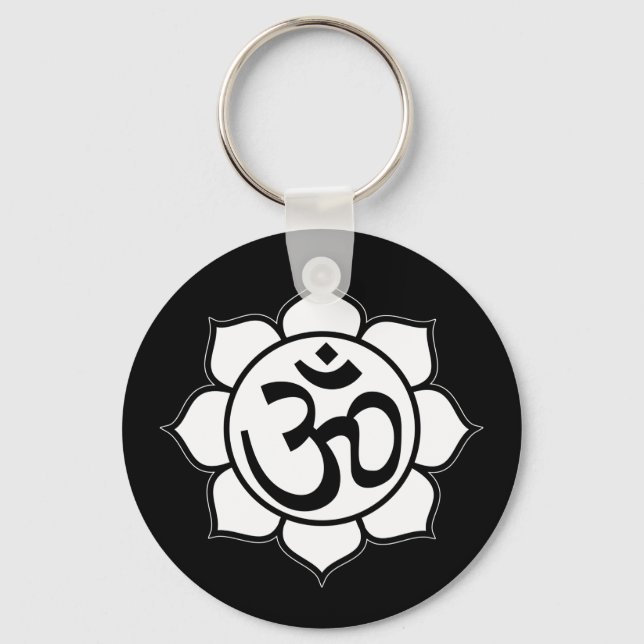 Lotus Flower Aum Symbol Key Ring (Front)