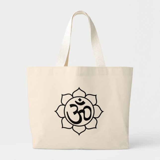 Lotus Flower Aum Symbol Large Tote Bag (Front)