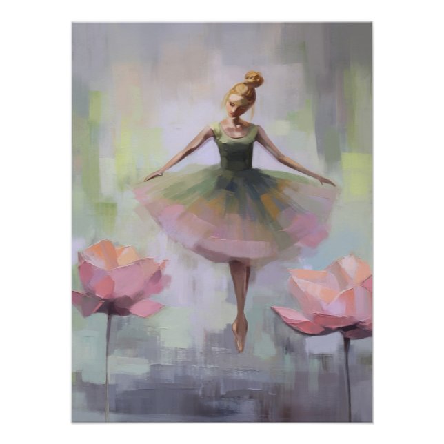 Lotus Flower Ballerina Wall Art Poster (Front)