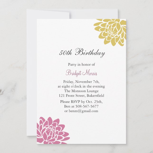 Lotus Flower Birthday Invitation (Front)