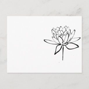 Lotus Flower Black and White Ink Drawing Art Postcard