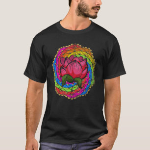 Lotus Flower Blossom Boho Spiritual Mandala Yoga L T-Shirt