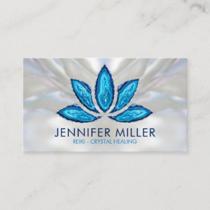 Lotus Flower - Blue Agate Geode on pearl Business Card
