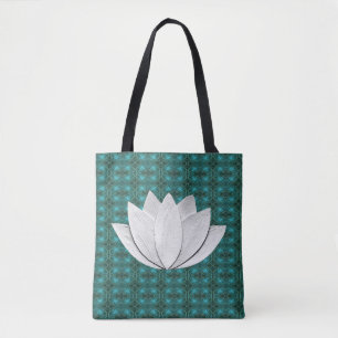 Lotus Flower Blue Green Galaxy Tote Bag