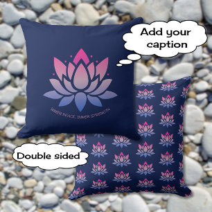 Lotus flower blue pink custom text cushion
