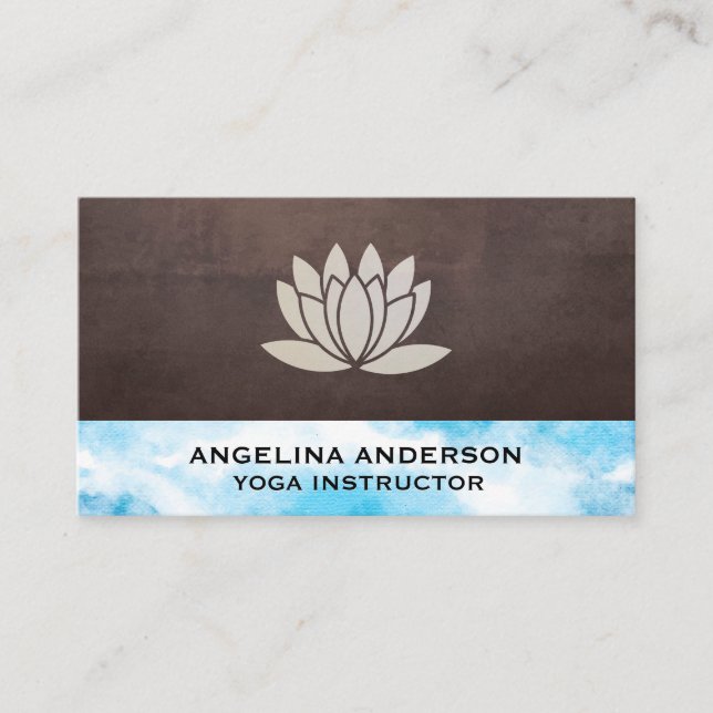 Lotus Flower | Brown Texture | Clouds in the Sky Business Card (Front)