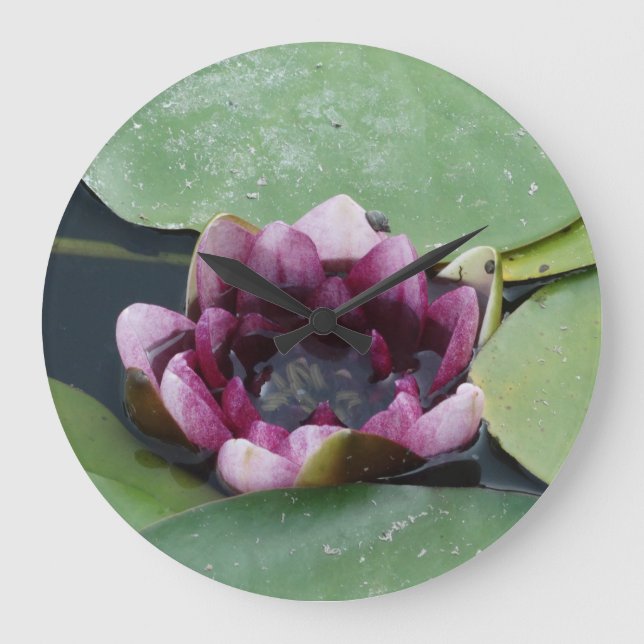 Lotus Flower Budha  Round (Large) Wall Clock (Front)