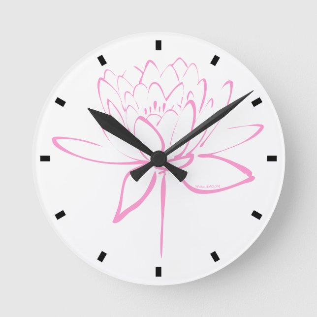 Lotus Flower Calligraphy Round Clock (Front)