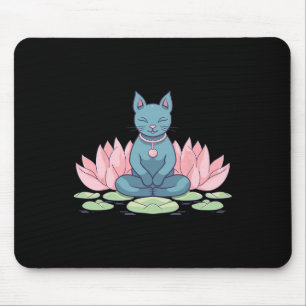 Lotus Flower Cat On Yoga Meditation Spiritual Zen Mouse Mat