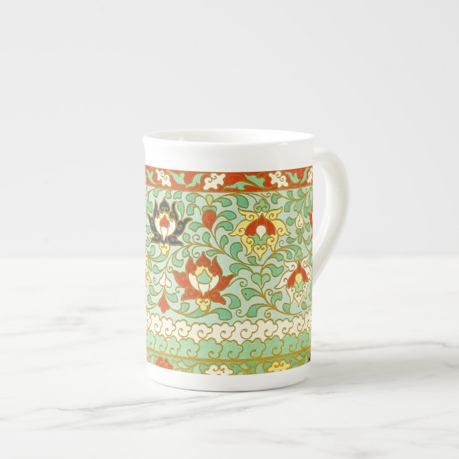 Lotus Flower Chinese Design Bone China Mug (Front Right)