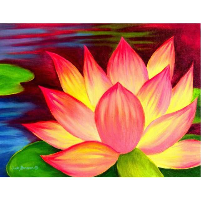 Lotus Flower Chinese Painting Art Personalised Standing Photo Sculpture (Front)