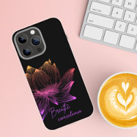 Lotus Flower Colourful Line Art Black