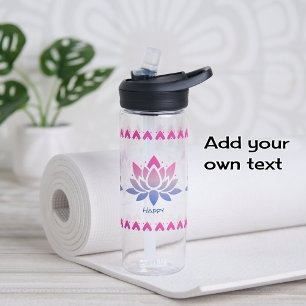 Lotus flower custom text water bottle