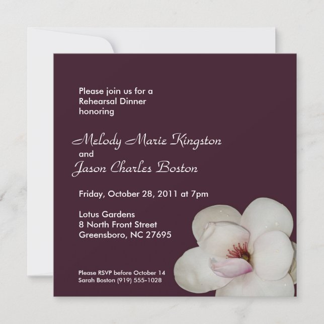 Lotus Flower Dark Purple Square Invitations (Front)