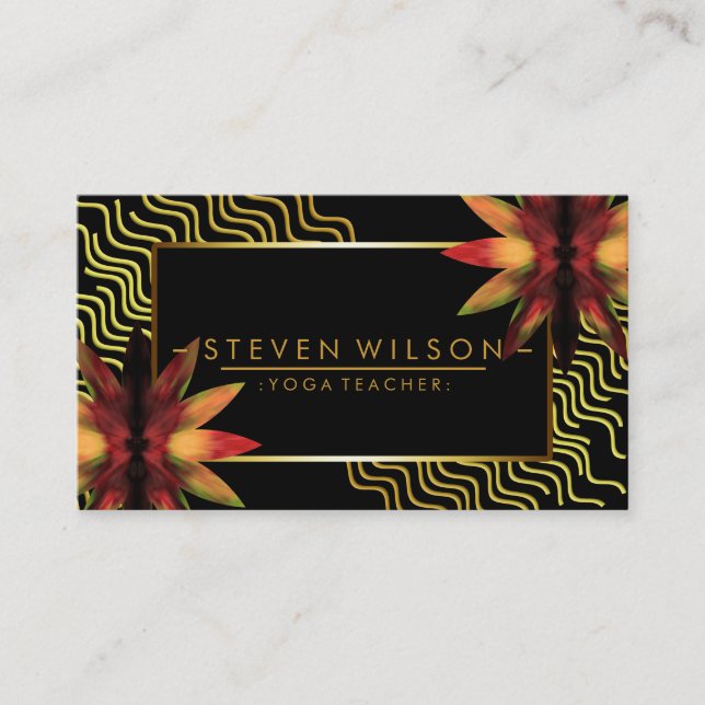 Lotus Flower Decorative Gold Yoga Holistic Health Business Card (Front)