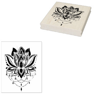 lotus flower design 1 rubber stamp
