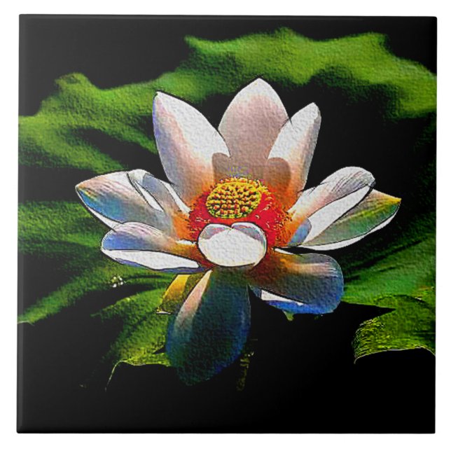 Lotus Flower design decorative tile (Front)