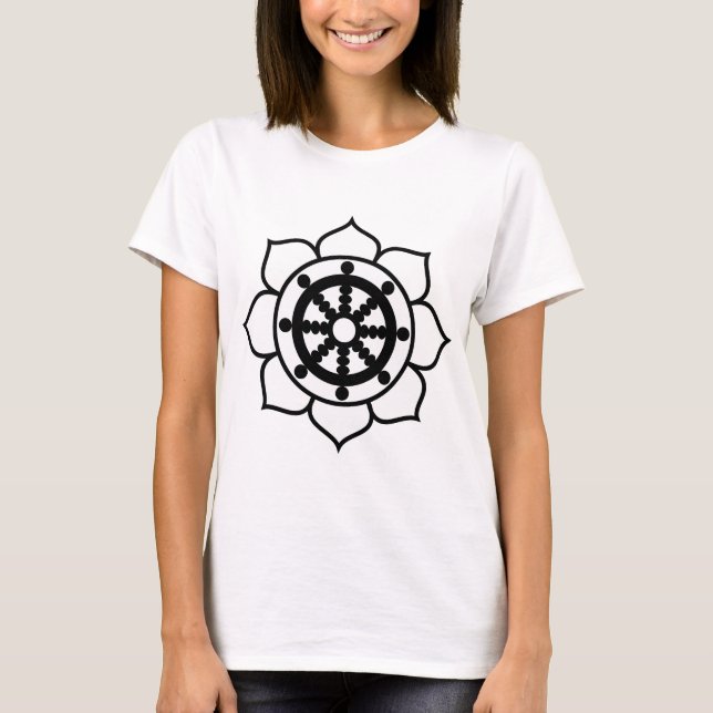 Lotus Flower Dharma Wheel T-Shirt (Front)