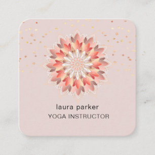 Lotus Flower Elegant Yoga Meditation Instructor Square Business Card
