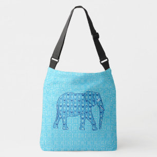 Lotus flower elephant - turquoise crossbody bag
