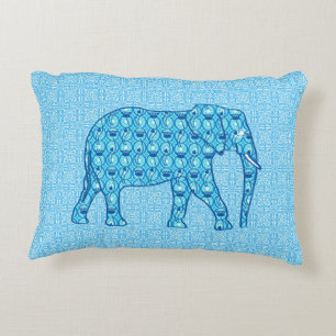 Lotus flower elephant - turquoise decorative cushion