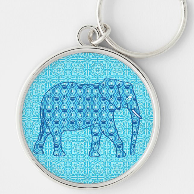 Lotus flower elephant - turquoise key ring (Front)
