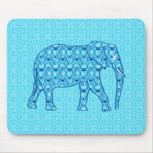 Lotus flower elephant - turquoise mouse mat
