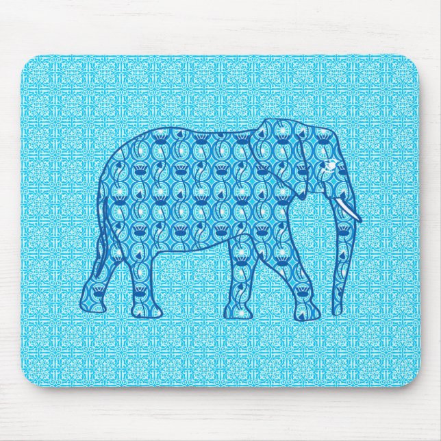Lotus flower elephant - turquoise mouse mat (Front)