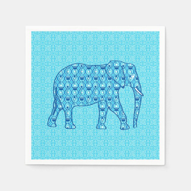 Lotus flower elephant - turquoise napkin (Front)