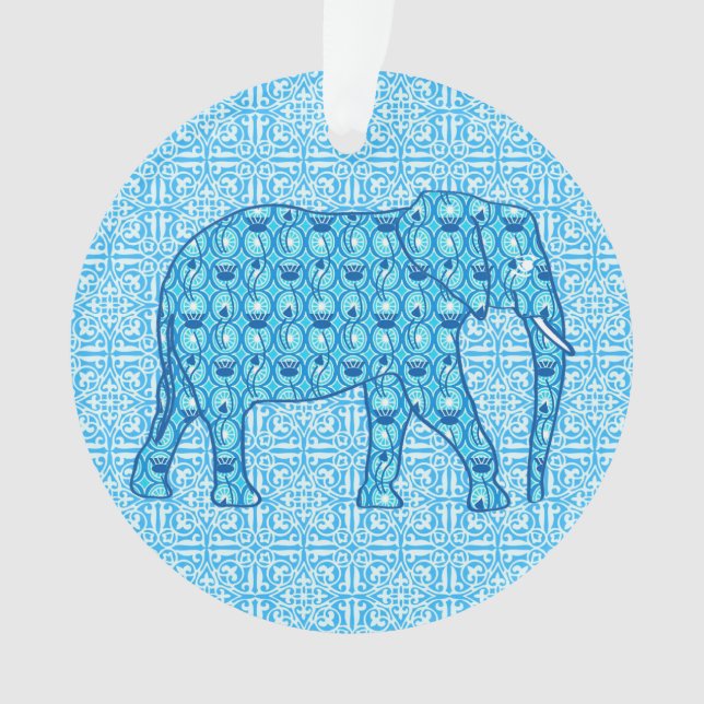 Lotus flower elephant - turquoise ornament (Front)