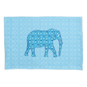 Lotus flower elephant - turquoise pillowcase