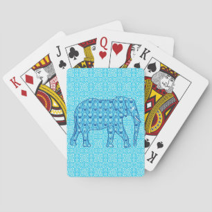 Lotus flower elephant - turquoise playing cards
