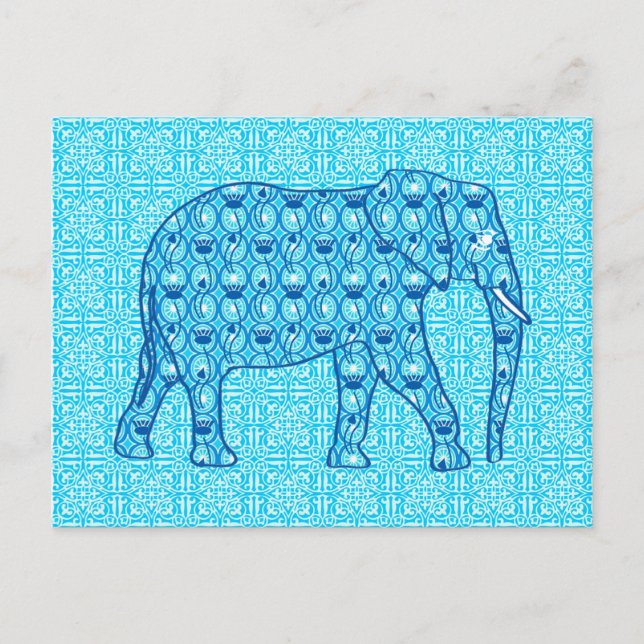 Lotus flower elephant - turquoise postcard (Front)