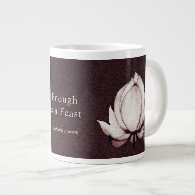Lotus Flower Enough is a Feast Burgundy Giant Coff Large Coffee Mug (Front Right)