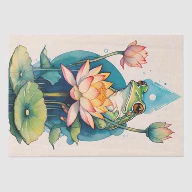 Lotus Flower Frog Cute Froggy Flowers              Tissue Paper (Front)