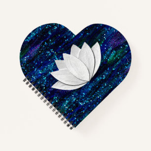 Lotus Flower Galaxy Heart Shape Notebook