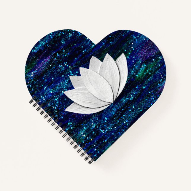 Lotus Flower Galaxy Heart Shape Notebook (Front)