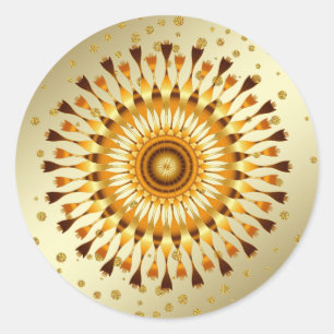 Lotus Flower Gold Faux Foil Glitter  Floral Classic Round Sticker