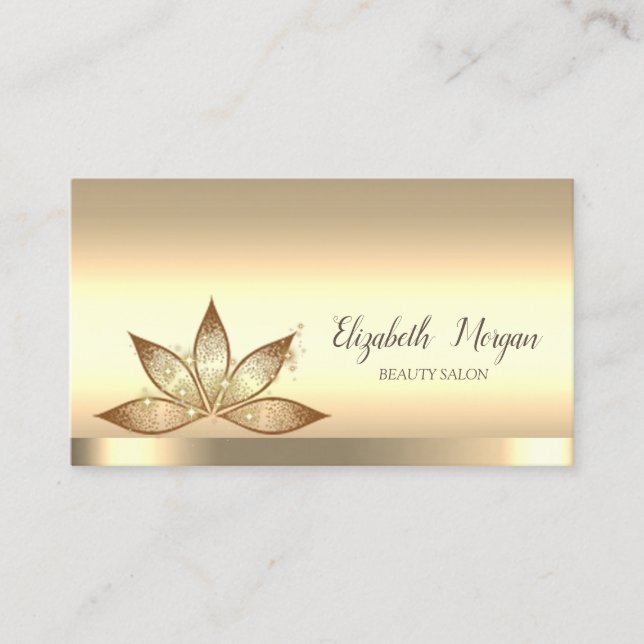 Lotus Flower Gold Sparkle Business Card (Front)
