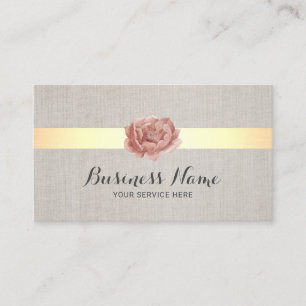 Lotus Flower Gold Stripe Elegant Linen Salon Spa Business Card